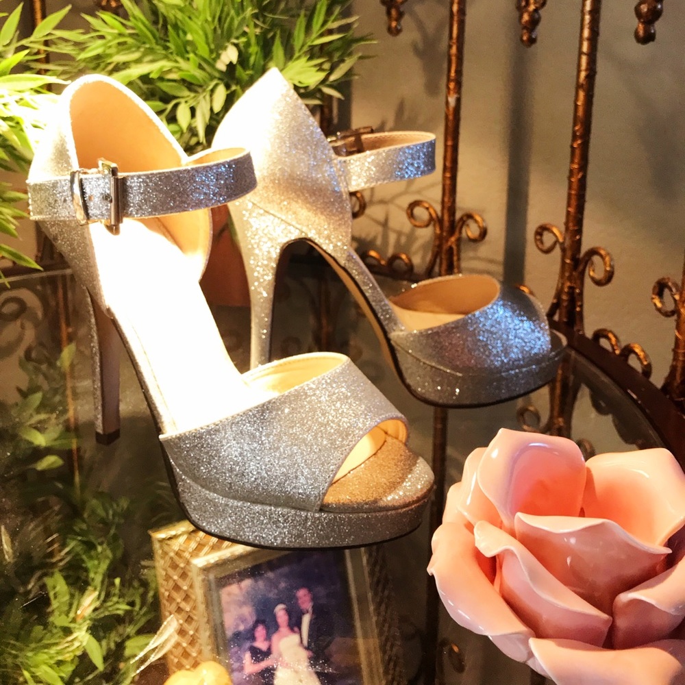 Silver Glitter High Heels